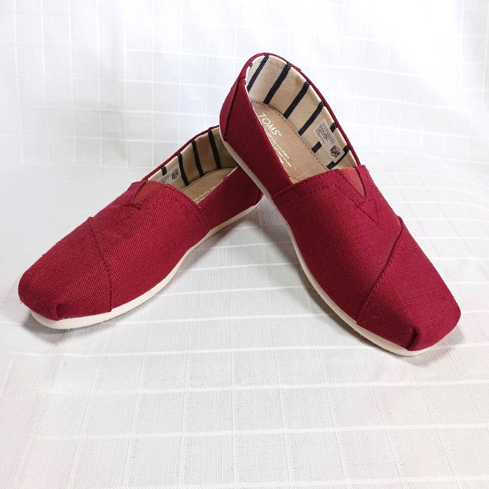 Tom’s Alpargata Heritage Canvas Slip On Shoes Maroon Size 8